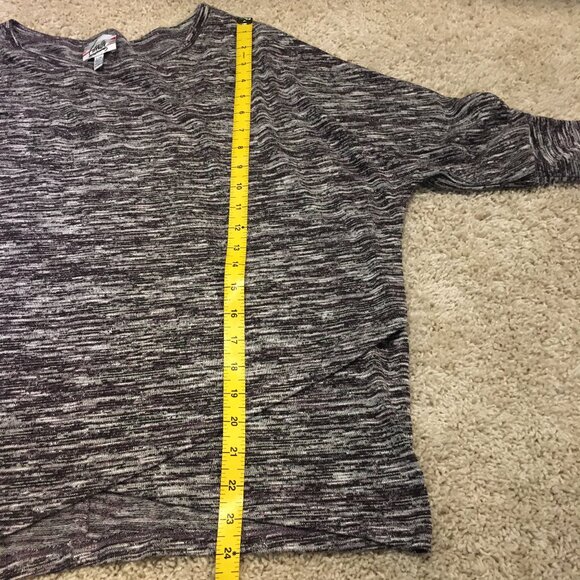 Lava Purple Marled Knit Rayon Blend Dolman Sleeve Wrap Hem Pullover - Picture 14 of 15